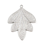 304 Stainless Steel Pendants, Leaf Charms, Stainless Steel Color, 26x20x2mm, Hole: 1mm(SA-CBA6E67-16P)