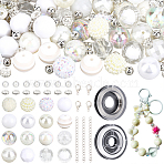 DIY Jewelry Making Kits, including Acrylic & Resin & Iron & CCB Plastic Beads, Alloy Lobster Claw Clasps, 304 Stainless Steel Chain Extenders, Elastic Thread and Stainless Steel Tail Wire, Mixed Color, 20mm, Hole: 2.5mm(DIY-PA0001-94C)