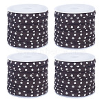 4 Rolls Faux Suede Cord, with Silver Tone Alloy Rivet, For Punk Rock Jewelry Making, Coconut Brown, 5x2.5mm, about 5.47 Yards(5m)/Roll(LW-HY0001-01B)