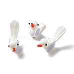 Handmade Lampwork Beads Strands, Bird & Round, White, 5.5~25x5.5~33x5.5~10.5mm, Hole: 1.4mm, 12.68 inch(32.2cm)(LAMP-G154-01)