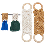 2Pcs 2 Colors Handmade Macrame Cotton Hanging Towel Holder, Kitchen Towel Hanger with Wood Ring, Mixed Color, 260x61x11mm, 1pc/color(HJEW-GO0001-14)
