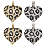 4Pcs 2 Colors Brass Micro Pave Cubic Zirconia Pendants, Heart Charms, with Enamel, Platinum & Golden, 19x20x5mm, Hole: 4.5x3mm, 2pcs/color(KK-ME0004-69)