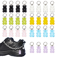 CHGCRAFT 56Pcs 8 Sets Resin Pendants, with Platinum Tone Iron Open Jump Rings, Bear, Mixed Color, 30mm, Bear: 20.5~22.5x11.5x7mm, 7 colors/set(FIND-CA0004-88)