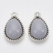 Alloy Pendants, with Acrylic Beads, teardrop, Antique Silver, Gainsboro, 20x13x6mm, Hole: 1.5mm(PALLOY-Q348-15A)