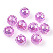 Transparent Acrylic Beads, AB Colors Plated, Round, Orchid, 8mm, Hole: 2mm, about 2100pcs/500g(MACR-T046-01D-06)