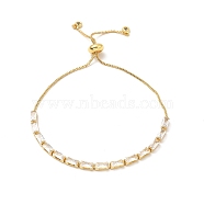 Adjustable Rack Plating Brass Cubic Zirconia Chain Bracelets, Slider Bracelet for Women, Lead Free & Cadmium Free, Long-Lasting Plated, Real 18K Gold Plated, 11 inch(28cm)(BJEW-A132-10G)