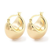 Brass Thick Hoop Earrings, Real 18K Gold Plated, 24x12x20mm(EJEW-H301-10G)