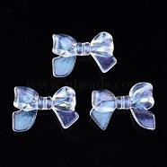Transparent Acrylic Beads, Glitter Powder, Bowknot, Clear, 24x31.5x7.5mm, Hole: 1.6mm, about 230pcs/500g(OACR-N008-068)