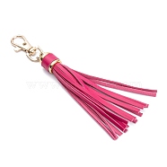 Imitation Leather with Light Gold Alloy Clasps Tassel Big Pendants Decorations, Medium Violet Red, 150mm(AJEW-WH0223-28A-09)