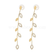 Cubic Zirconia Chains Tassel Earrings, Brass Dangle Stud Earrings, Golden, 78x12mm(EJEW-P236-05G)