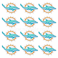 Sun & Dolphin Polyester Embroidery Cloth Iron On/Sew On Patches, Costume Accessories, Turquoise, 69x100x1mm(AJEW-WH0471-73)