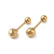 304 Stainless Steel Faceted Ball Stud Earrings for Women, Real 18K Gold Plated, 13.5x4mm, Pin: 0.8mm(EJEW-Q781-17G)