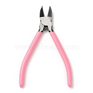 Steel Jewelry Pliers, with Plastic Handle Cover, Side Cutter Pliers, Pink, 15.7x8.9x1.1cm(PT-Q010-03P)