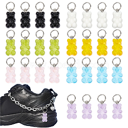 CHGCRAFT 56Pcs 8 Sets Resin Pendants, with Platinum Tone Iron Open Jump Rings, Bear, Mixed Color, 30mm, Bear: 20.5~22.5x11.5x7mm, 7 colors/set(FIND-CA0004-88)