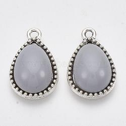 Alloy Pendants, with Acrylic Beads, teardrop, Antique Silver, Gainsboro, 20x13x6mm, Hole: 1.5mm(PALLOY-Q348-15A)