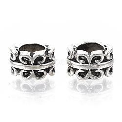 Tibetan Style Alloy Beads, Large Hole Beads, Cadmium Free & Lead Free, Column, Antique Silver, 9x8x5.5mm, Hole: 5mm, about 725pcs/1000g(TIBE-R317-072AS-LF)