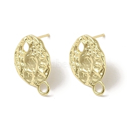 Brass Studs Earrings Findings, Oval, Real 14K Gold Plated, 20x14mm, Hole: 3mm, Pin: 11x0.7mm(KK-K371-09G)