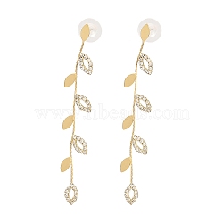 Cubic Zirconia Chains Tassel Earrings, Brass Dangle Stud Earrings, Golden, 78x12mm(EJEW-P236-05G)