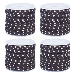 4 Rolls Faux Suede Cord, with Silver Tone Alloy Rivet, For Punk Rock Jewelry Making, Coconut Brown, 5x2.5mm, about 5.47 Yards(5m)/Roll(LW-HY0001-01B)