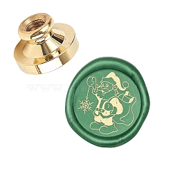 DIY Scrapbook, Brass Wax Seal Stamp Head, Father Christmas, for Christmas, Golden, 25x14mm(AJEW-WH0099-466)