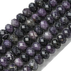 Natural Sugilite Beads Strands, Faceted, Rondelle, 8.5~9x6.5~7mm, Hole: 0.9mm, about 60pcs/strand, 16.06''(40.8cm)(G-A092-G04-04)