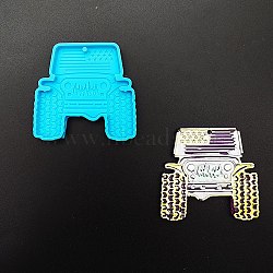 DIY Silicone Pendant Molds, Resin Casting Molds, Clay Craft Mold Tools, Car, Deep Sky Blue, 68x71x6mm, Hole: 3mm(SIMO-P005-06A)