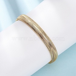 Brass Snake Chain Bracelets for Women, Long-Lasting Plated, Rack Plating, Cadmium Free & Lead Free, Real 18K Gold Plated, 7-3/8x1/4 inch(18.7x0.8cm)(BJEW-C140-25G)
