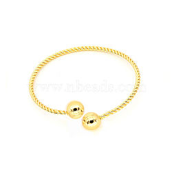 Classic Rack Plating Brass Bead Bangles, Long-Lasting Plated Twist Bangles for Women Men, Cadmium Free & Lead Free, Real 18K Gold Plated, Inner Diameter: 2-3/8 inch(6cm)(X-BJEW-E071-11G)