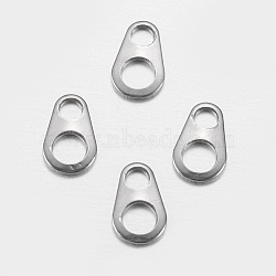 201 Stainless Steel Chain Tabs, Chain Extender Connectors, Oval, Stainless Steel Color, 6x4x0.5mm, Hole: 1.5mm and 2.5mm(STAS-F149-16P-D)
