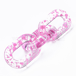 Transparent Acrylic Linking Rings, Quick Link Connectors, for Cable Chains Making, Oval, Pearl Pink, 31x19.5x5mm, Inner Diameter: 8x20mm(OACR-N009-013A-01)