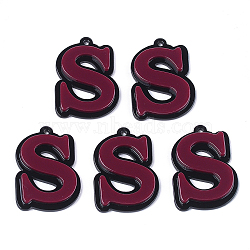 Cellulose Acetate(Resin) Pendants, Letter, Letter S, Brown, 38x27x4mm, Hole: 2mm(KY-S158-41S-A)