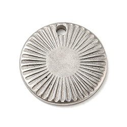 Textured Flat Round 304 Stainless Steel Pendants, for Craft Jewelry Making, Stainless Steel Color, 14x1.6mm, Hole: 1.6mm(STAS-G218-06P)