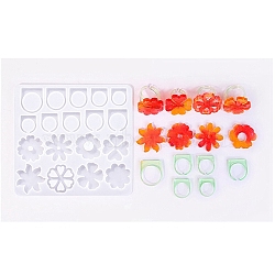 DIY Ring Molds, Silicone Casting Molds, For UV Resin, Epoxy Resin Craft Making, Flower, White, 116x124x5.5mm(AJEW-U020-03A)