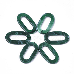 Acrylic Linking Rings, Quick Link Connectors, For Jewelry Chains Making, Imitation Gemstone Style, Oval, Dark Green, 36.5x21x3.5mm, Hole: 24.5x8.5mm, about: 290pcs/500g(OACR-S021-30G)