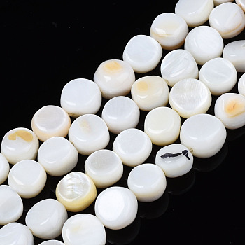 Natural Trochid Shell/Trochus Shell Beads Strands, Undyed, Flat Round, 5~9x1~6mm, Hole: 0.8mm, about 49~50pcs/strand, 15.16 inch~15.87 inch(38.5cm~40.3cm)