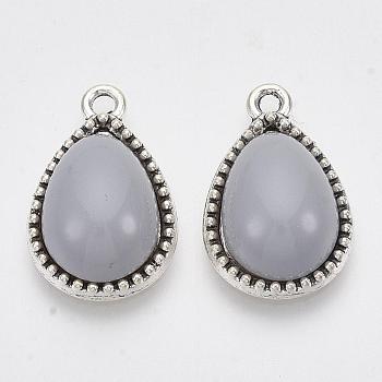 Alloy Pendants, with Acrylic Beads, teardrop, Antique Silver, Gainsboro, 20x13x6mm, Hole: 1.5mm