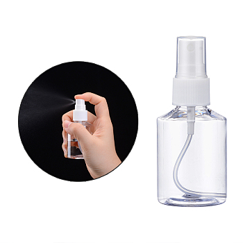 50ml Refillable PET Plastic Spray Bottles, Empty Pump Bottles for Liquid, Clear, 4.2x10cm, Capacity: 50ml(1.69 fl. oz)