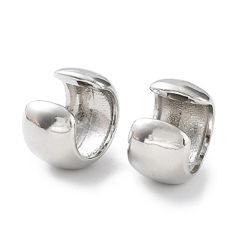 Brass Plain Cuff Earrings, Non Piercing Earrings, Platinum, 16x11mm