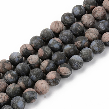 Natural Gemstone Beads Strands, Frosted, Round, 8mm, Hole: 1mm, about 48pcs/strand, 14.96 inch(38cm)
