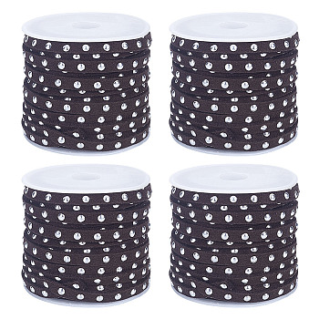 4 Rolls Faux Suede Cord, with Silver Tone Alloy Rivet, For Punk Rock Jewelry Making, Coconut Brown, 5x2.5mm, about 5.47 Yards(5m)/Roll