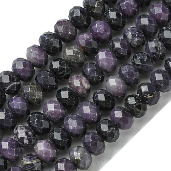 Natural Sugilite Beads Strands, Faceted, Rondelle, 8.5~9x6.5~7mm, Hole: 0.9mm, about 60pcs/strand, 16.06''(40.8cm)