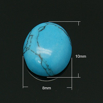 Gemstone Cabochons, Turquoise, Dayed, Oval,  Sky Blue, 10x8x3mm