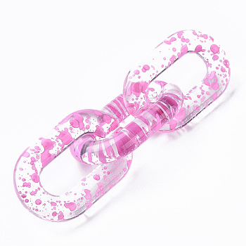 Transparent Acrylic Linking Rings, Quick Link Connectors, for Cable Chains Making, Oval, Pearl Pink, 31x19.5x5mm, Inner Diameter: 8x20mm