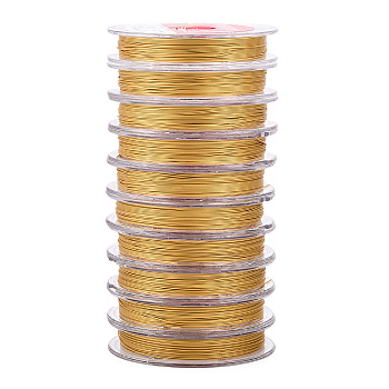Tiger Tail Wire, Stainless Steel Wire, Round, Golden, 0.4mm, about 32.81 Feet(10m)/Set