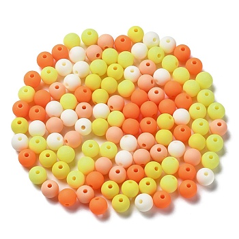 Frosted Opaque Acrylic Beads, Round, Orange, 8mm, Hole: 2mm, about 1851pcs/500g