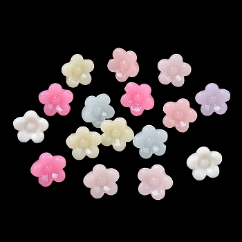Plastic Beads, Imitation Jelly, Flower, Mixed Color, 10x10.5x6.8mm, Hole: 1.8mm, about 2083pcs/500g
