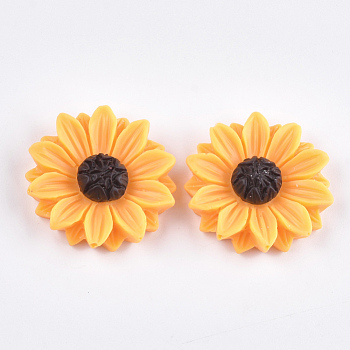Resin Cabochons, Sunflower, Dark Orange, 29~30x8.5mm