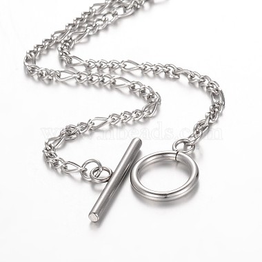 304 Stainless Steel Figaro Chain Necklace(X-NJEW-JN01290)-2