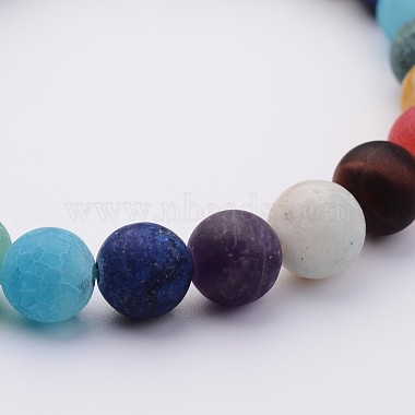 Natural Flower Amazonite & Gemstone Beads Stretch Bracelets(X-BJEW-JB02509-04)-2