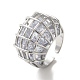 Brass Pave Cubic Zirconia  Open Cuff Rings for Women(RJEW-M169-03P)-3